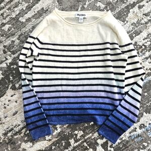 Filoro ombre striped 2-ply 100% cashmere long sleeve sweater